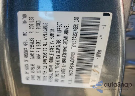 2010 Honda Accord Exl from USA, damaged, VIN 1HGCP3F89AA004049